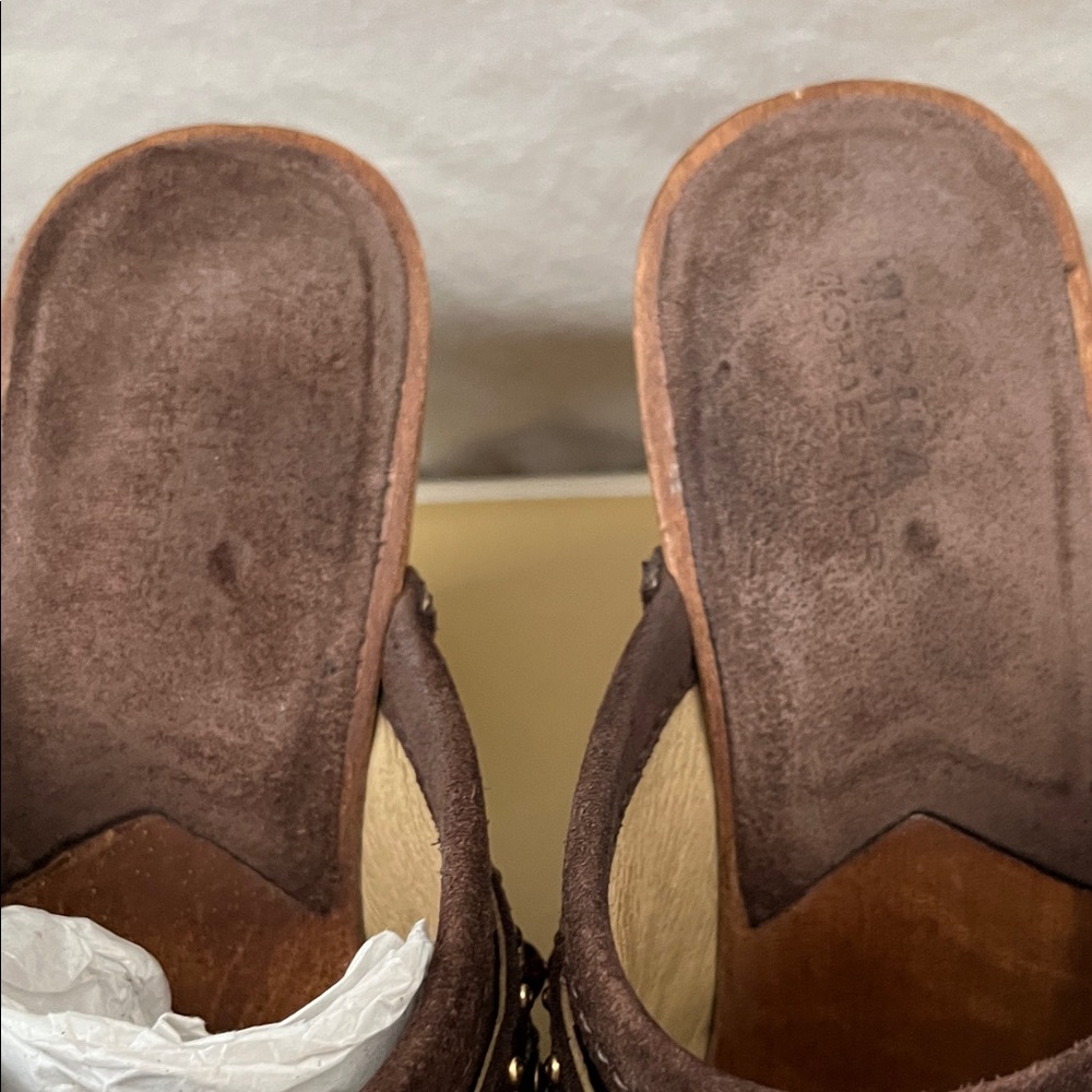 Michael Kors Dark Brown Clogs with Gold Buckle - Picture 5 of 12
